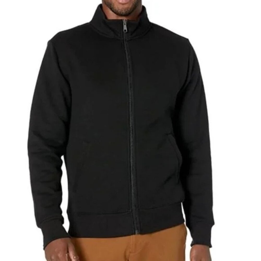 Amazon Essentials Mens Size Medium Sweatshirt Black Fleece Mock Neck Full-Zip